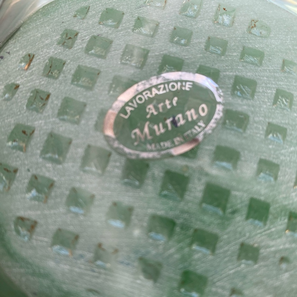 Vintage LAVORAZIONE Murano Art Glass Bowl Aqua green Made In Italy.. - Picture 6 of 7